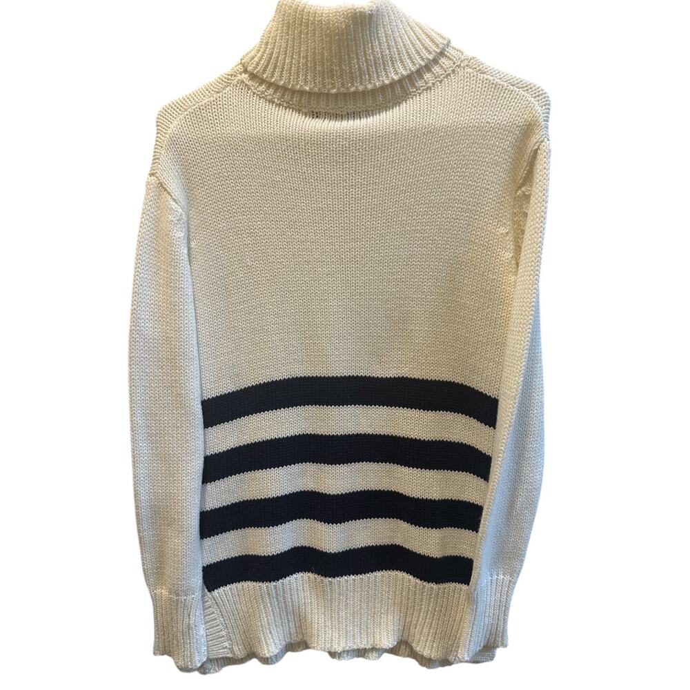 Rosebullet turtleneck - cream with navy stripes